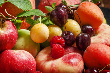 Summer fruit, still life, selective focus