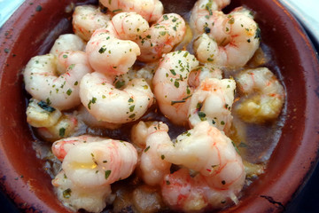 Shrimp Scampi in a Butter and White Wine Sauce with Garlic, Pepper, Lemon Zest