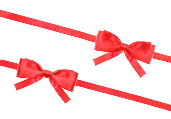 red satin bow knot and ribbons on white - set 61