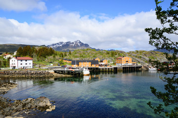 Fototapeta na wymiar port city on Lofoten Islands in Norway