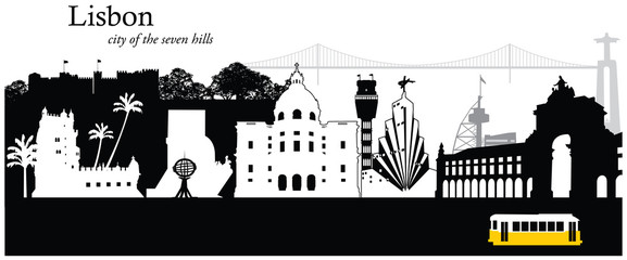 Obraz premium Vector illustration of cityscape of Lisbon Portugal
