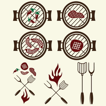 BBQ grill vector labels collection