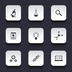 Science, research rounded square icons, vector illustration, eps10, easy to edit