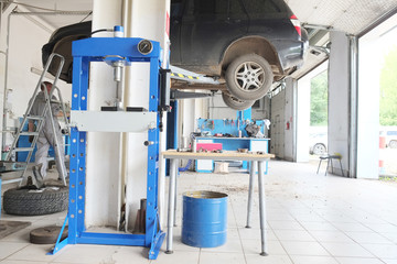Interior of a car repair station