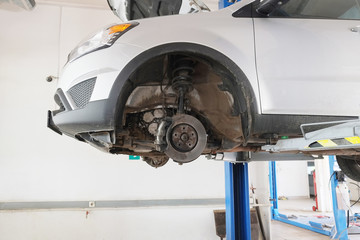 Russia, Kaluga, July, 8, 2015: Interior of a car repair station in Kaluga, Russia