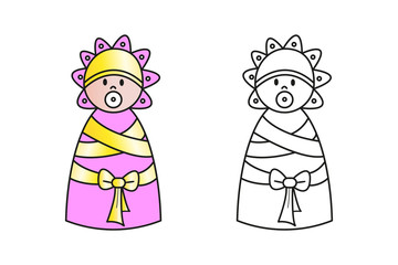 Figure of baby for coloring book.