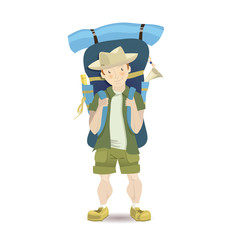 Tourist man with a big backpack.