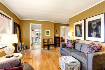 Cozy little living room with hardwood floor.