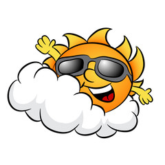 Cloudy Day with Sun Cartoon