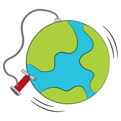 Deflated Globe Being Inflated