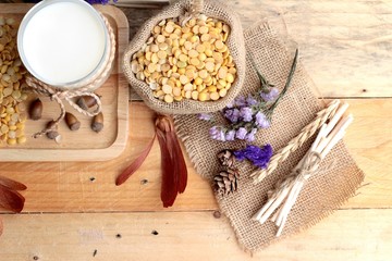 Soy milk with soya beans