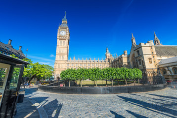 London, UK. Houses of Parliament on a beautiful summer day