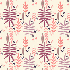 Fototapeta premium Hand-drawn vintage seamless leaf pattern