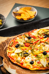 Vegetables pizza with nachos