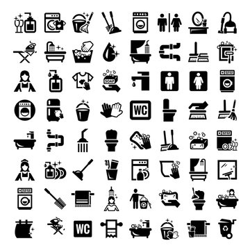 big cleaning icons set