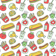Fast food seamless background. 