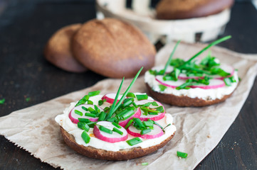 Italian tomato bruschetta with chopped vegetables, herbs and oil