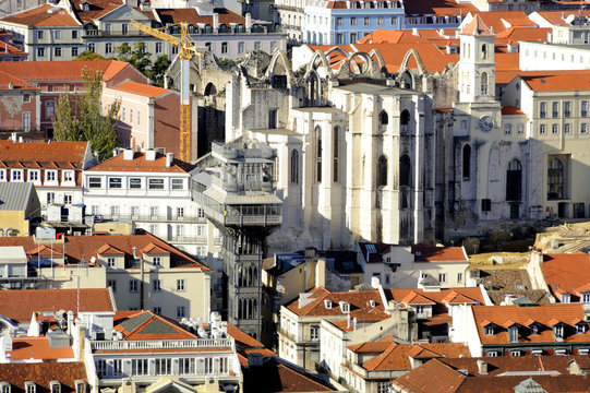 Looking out over the city of Lisbon from the Castle of St. George