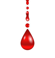 Fototapeta premium Stream of blood falling down, isolated on white background