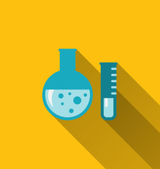 Modern flat icons of chemical tubes with long shadows