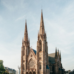 Fototapeta na wymiar Saint Paul's Church in the evening, Strasbourg, Alsace, France