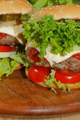 Hamburger, Fast food, Junk food, Hacksteak, Salat, Tomaten, Käse