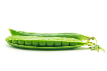 fresh green peas isolated on a white background