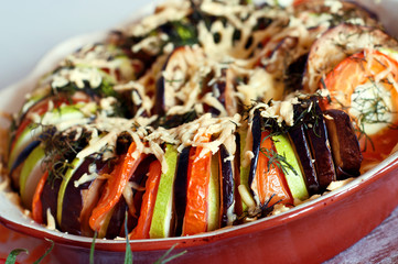 baked sliced vegetables with cheese
