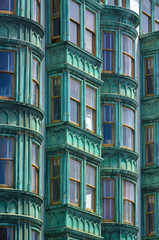 Old green building faced in San Francisco -