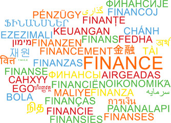 Finance multilanguage wordcloud background concept