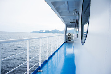 Blue floor on a ferry boat
