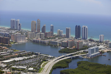 Fototapeta na wymiar Aerial image of Sunny Isles Beach FL