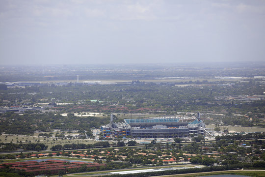 Aerial image of a sports stadium