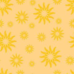Fototapeta na wymiar Seamless Pattern with Bright Yellow Sun