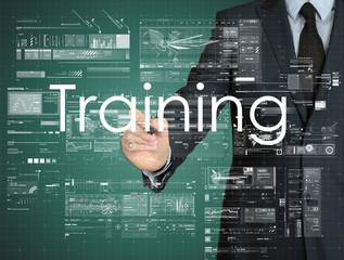 business man writing training concept