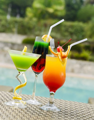 Multicolor Pool Cocktails