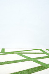 Fototapeta premium Empty perspective view of concrete block floor and white cement
