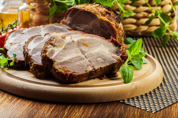 Roasted pork neck with spices