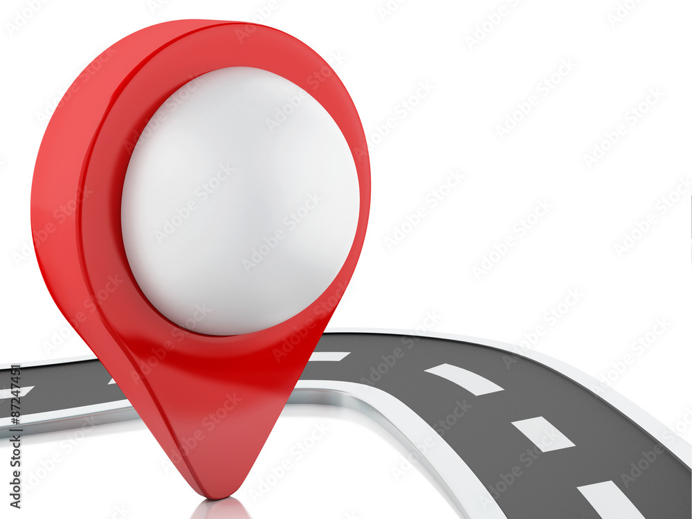 Poster 3d road with pin pointer
