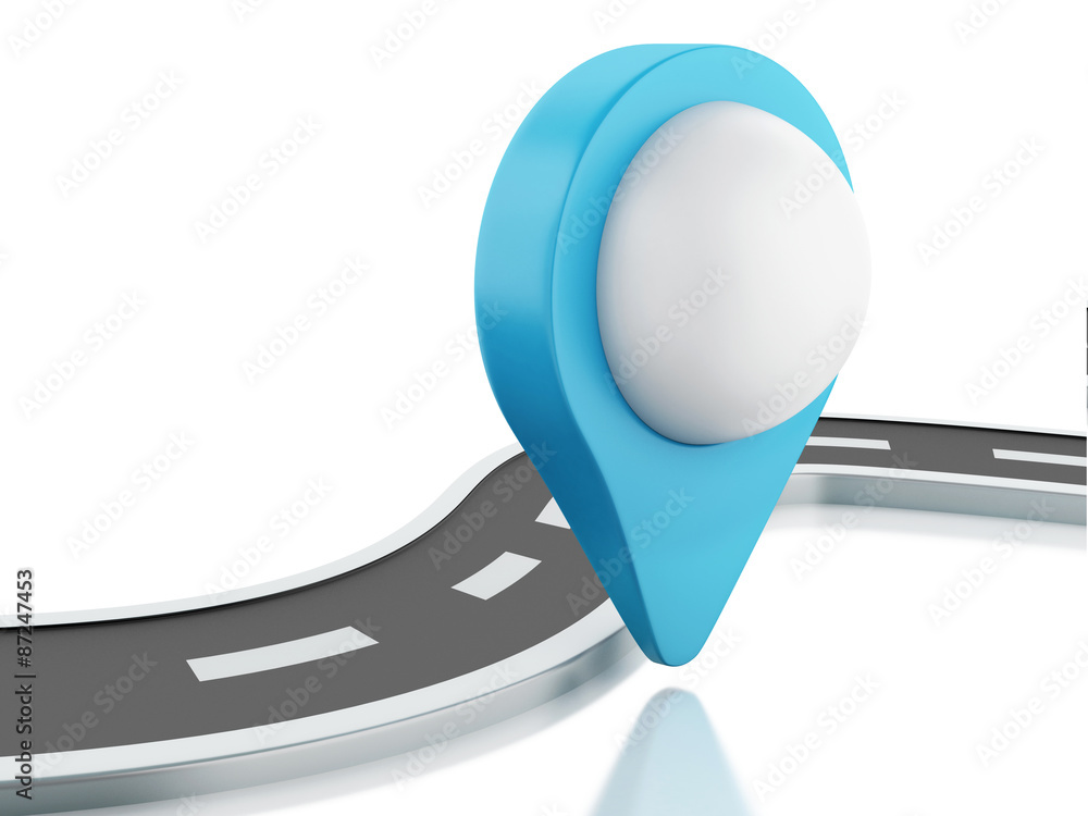 Poster 3d road with pin pointer