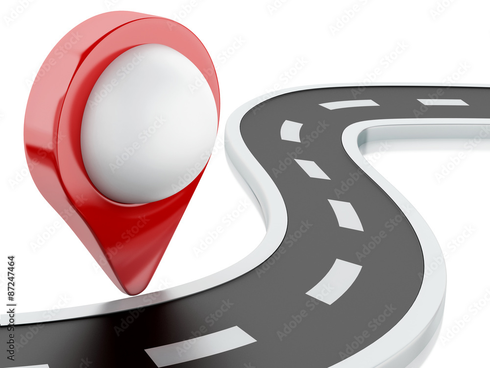 Poster 3d road with pin pointer