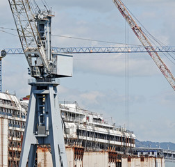 Demolition of the wreck of a cruise ship.