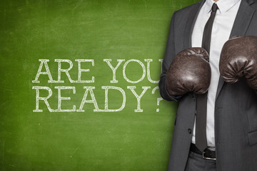 Are you ready on blackboard with businessman 