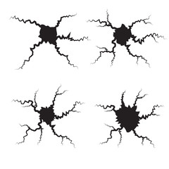 Earth Crack vector set. Crack Silhouettes Isolated set.