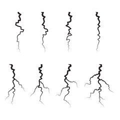 Earth Crack vector set. Crack Silhouettes Isolated set.