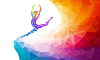 Creative silhouette of gymnastic girl. Fitness vector