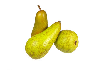 Three conference pears isolated on white background