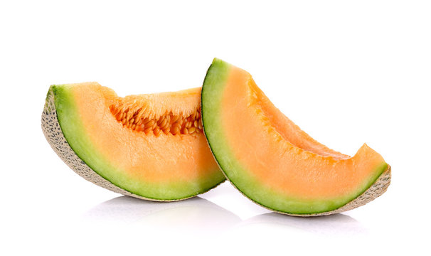 Slices Melon fruit isolated on the white background