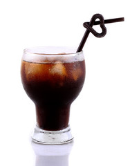 iced coffee with straws love on white background