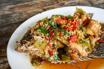 Fried Giant gourami fish